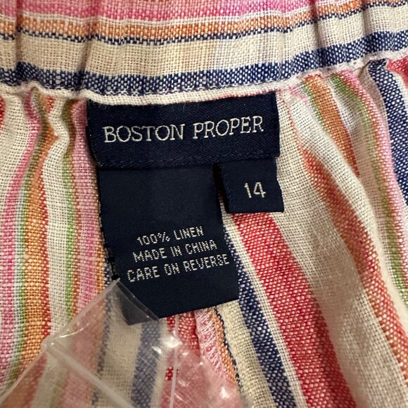 BOSTON PROPER WOMENS MULTI COLOR STRIPE LINEN PANTS NEW SIZE 14 - Picture 10 of 12